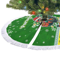 Portugal Christmas Tree Skirt with Green Galo de Barcelos Rooster Santa Hat and Gift - Wonder Print Shop