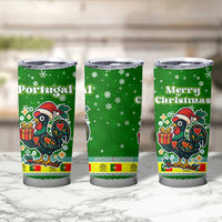 Portugal Christmas Tumbler Cup with Green Galo de Barcelos Rooster Santa Hat and Gift - Wonder Print Shop
