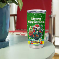 Portugal Christmas Tumbler Cup with Green Galo de Barcelos Rooster Santa Hat and Gift - Wonder Print Shop