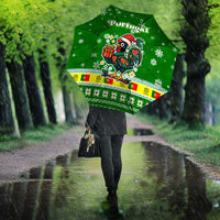 Portugal Christmas Umbrella with Green Galo de Barcelos Rooster Santa Hat and Gift - Wonder Print Shop