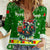 Portugal Christmas Women Casual Shirt with Green Galo de Barcelos Rooster Santa Hat and Gift - Wonder Print Shop