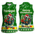 Portugal Christmas Women Sleeveless Polo Shirt with Green Galo de Barcelos Rooster Santa Hat and Gift - Wonder Print Shop