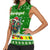 Portugal Christmas Women Sleeveless Polo Shirt with Green Galo de Barcelos Rooster Santa Hat and Gift - Wonder Print Shop