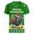 Portugal Christmas Women V-Neck T-Shirt with Green Galo de Barcelos Rooster Santa Hat and Gift - Wonder Print Shop