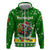 Portugal Christmas Zip Hoodie with Green Galo de Barcelos Rooster Santa Hat and Gift - Wonder Print Shop