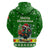 Portugal Christmas Zip Hoodie with Green Galo de Barcelos Rooster Santa Hat and Gift - Wonder Print Shop