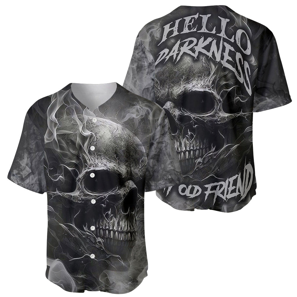 Hello Darkness My Old Friend Skull Baseball Jersey - Wonder Print Shop