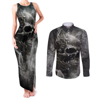 Hello Darkness My Old Friend Skull Couples Matching Tank Maxi Dress and Long Sleeve Button Shirts - Wonder Print Shop