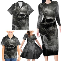 Hello Darkness My Old Friend Skull Family Matching Long Sleeve Bodycon Dress and Hawaiian Shirt - Wonder Print Shop