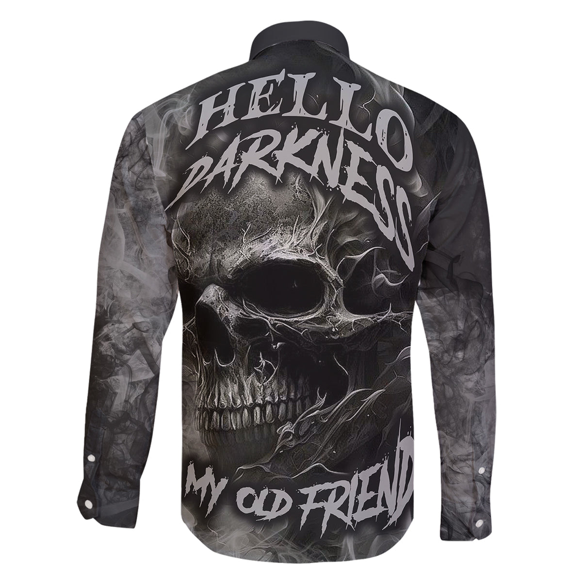 Hello Darkness My Old Friend Skull Family Matching Long Sleeve Bodycon Dress and Hawaiian Shirt - Wonder Print Shop