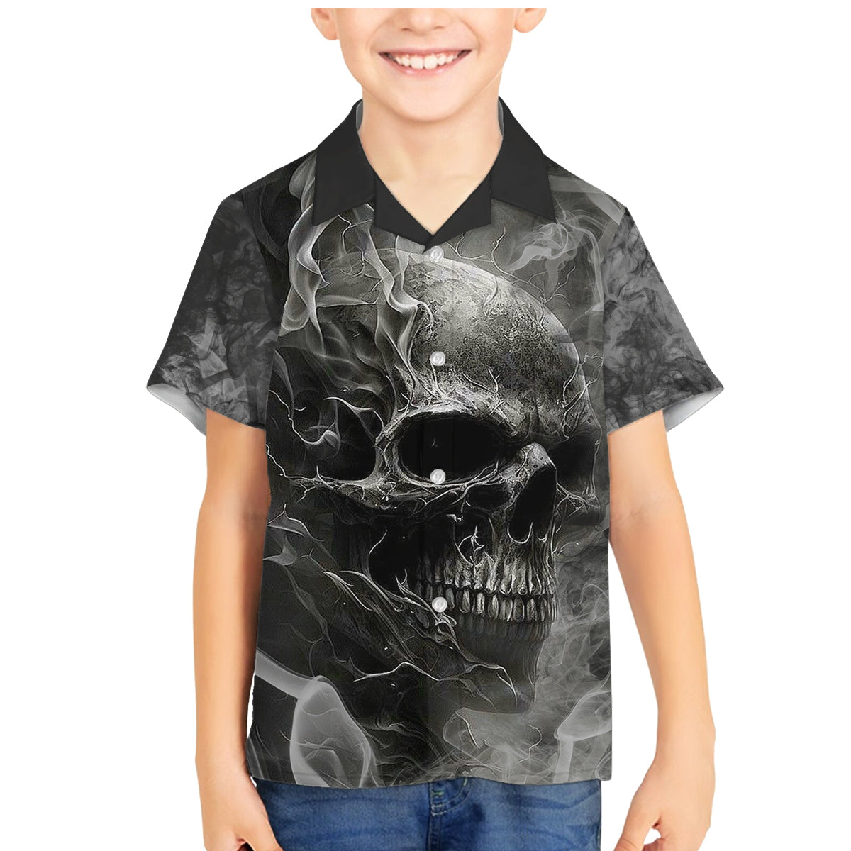 Hello Darkness My Old Friend Skull Family Matching Mermaid Dress and Hawaiian Shirt - Wonder Print Shop