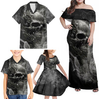 Hello Darkness My Old Friend Skull Family Matching Off Shoulder Maxi Dress and Hawaiian Shirt - Wonder Print Shop