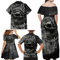 Hello Darkness My Old Friend Skull Family Matching Off Shoulder Maxi Dress and Hawaiian Shirt - Wonder Print Shop