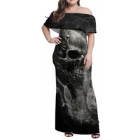 Hello Darkness My Old Friend Skull Family Matching Off Shoulder Maxi Dress and Hawaiian Shirt - Wonder Print Shop
