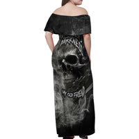 Hello Darkness My Old Friend Skull Family Matching Off Shoulder Maxi Dress and Hawaiian Shirt - Wonder Print Shop