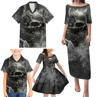 Hello Darkness My Old Friend Skull Family Matching Puletasi Dress and Hawaiian Shirt - Wonder Print Shop