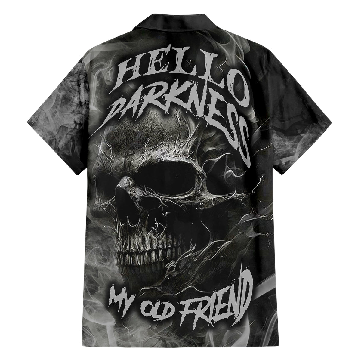 Hello Darkness My Old Friend Skull Family Matching Short Sleeve Bodycon Dress and Hawaiian Shirt - Wonder Print Shop