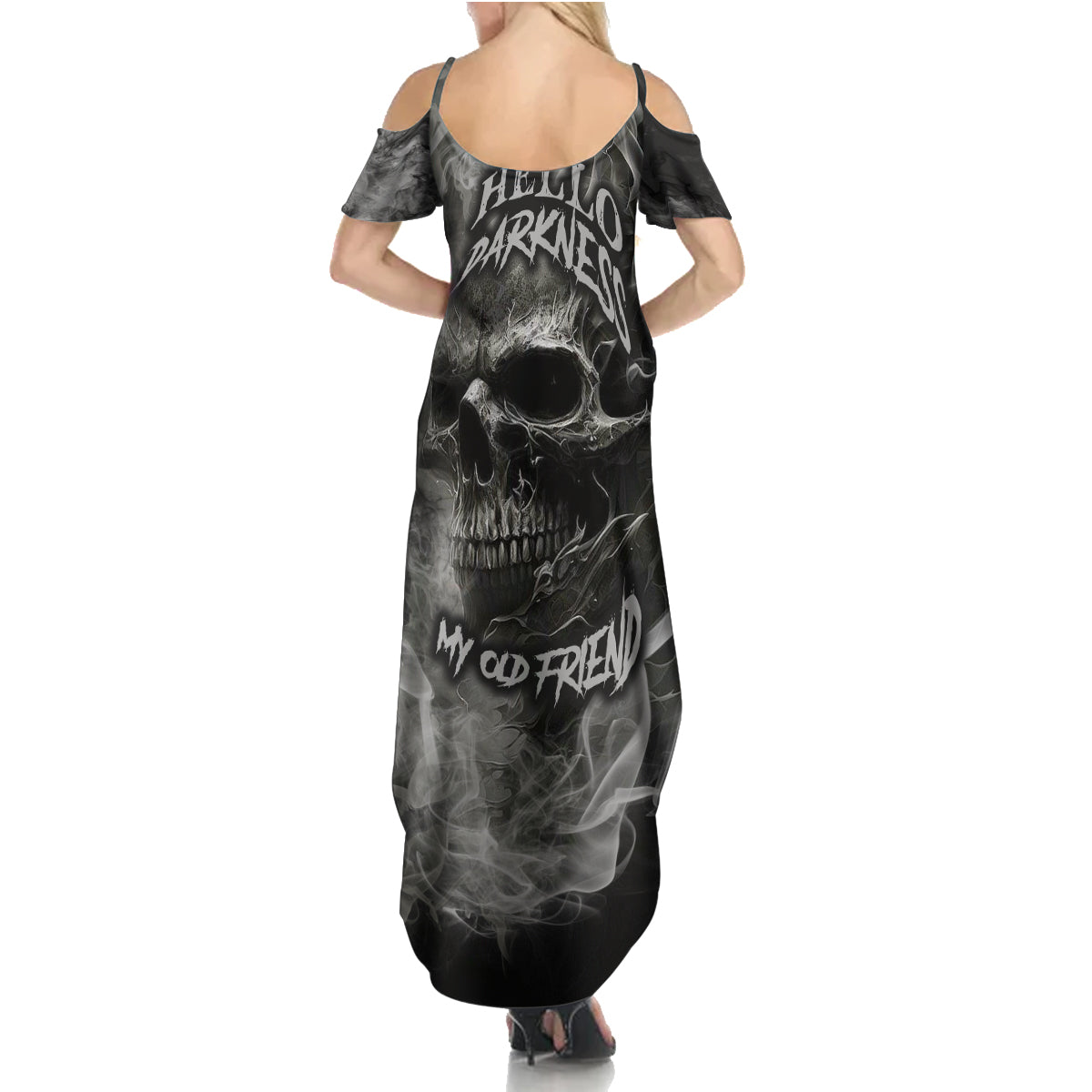 Hello Darkness My Old Friend Skull Family Matching Summer Maxi Dress and Hawaiian Shirt - Wonder Print Shop