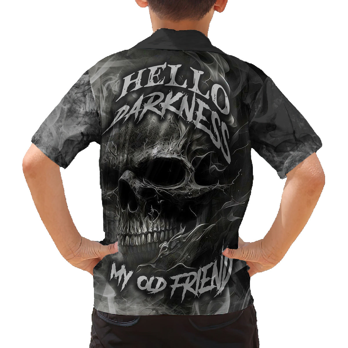 Hello Darkness My Old Friend Skull Family Matching Tank Maxi Dress and Hawaiian Shirt - Wonder Print Shop