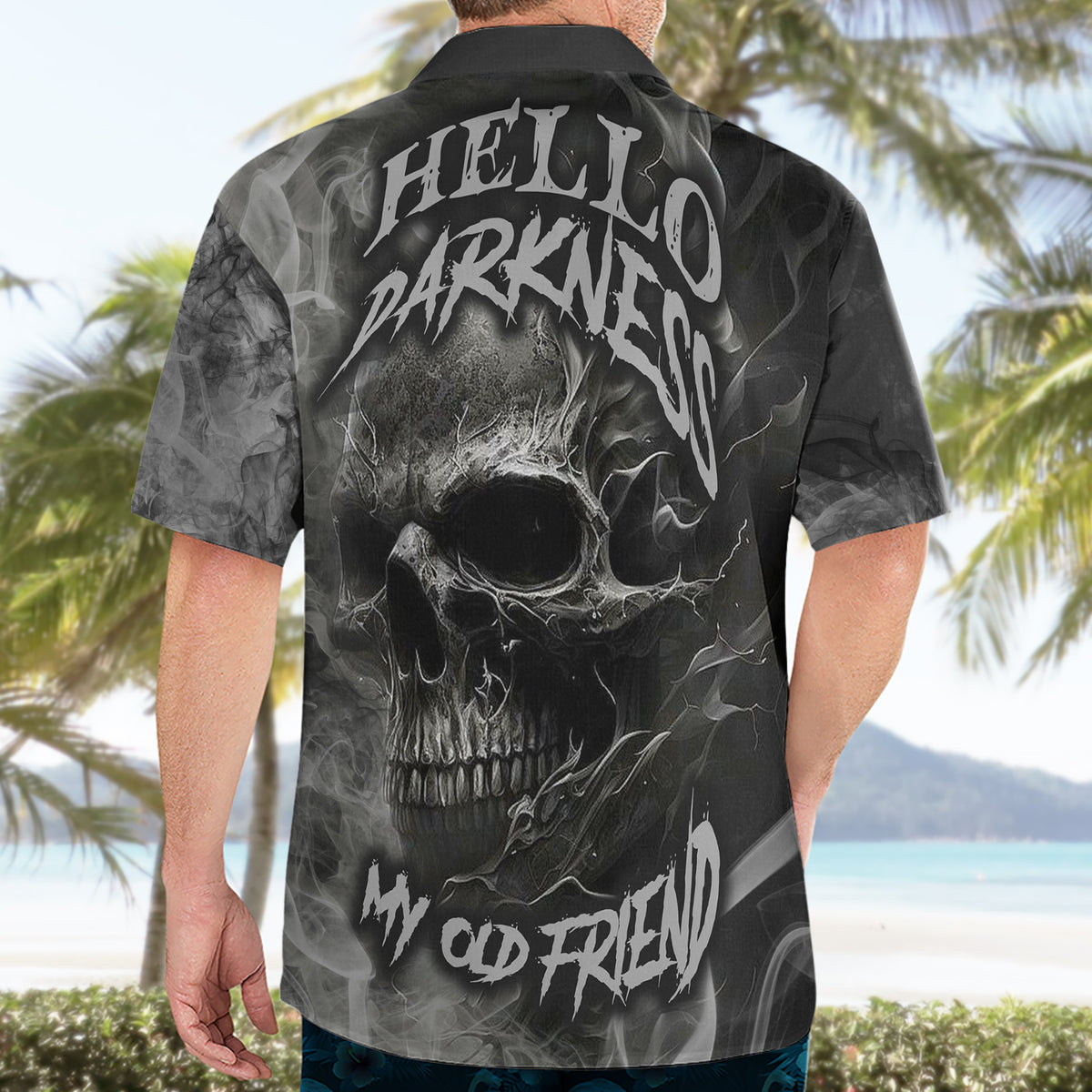 Hello Darkness My Old Friend Skull Hawaiian Shirt - Wonder Print Shop