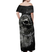 Hello Darkness My Old Friend Skull Off Shoulder Maxi Dress - Wonder Print Shop