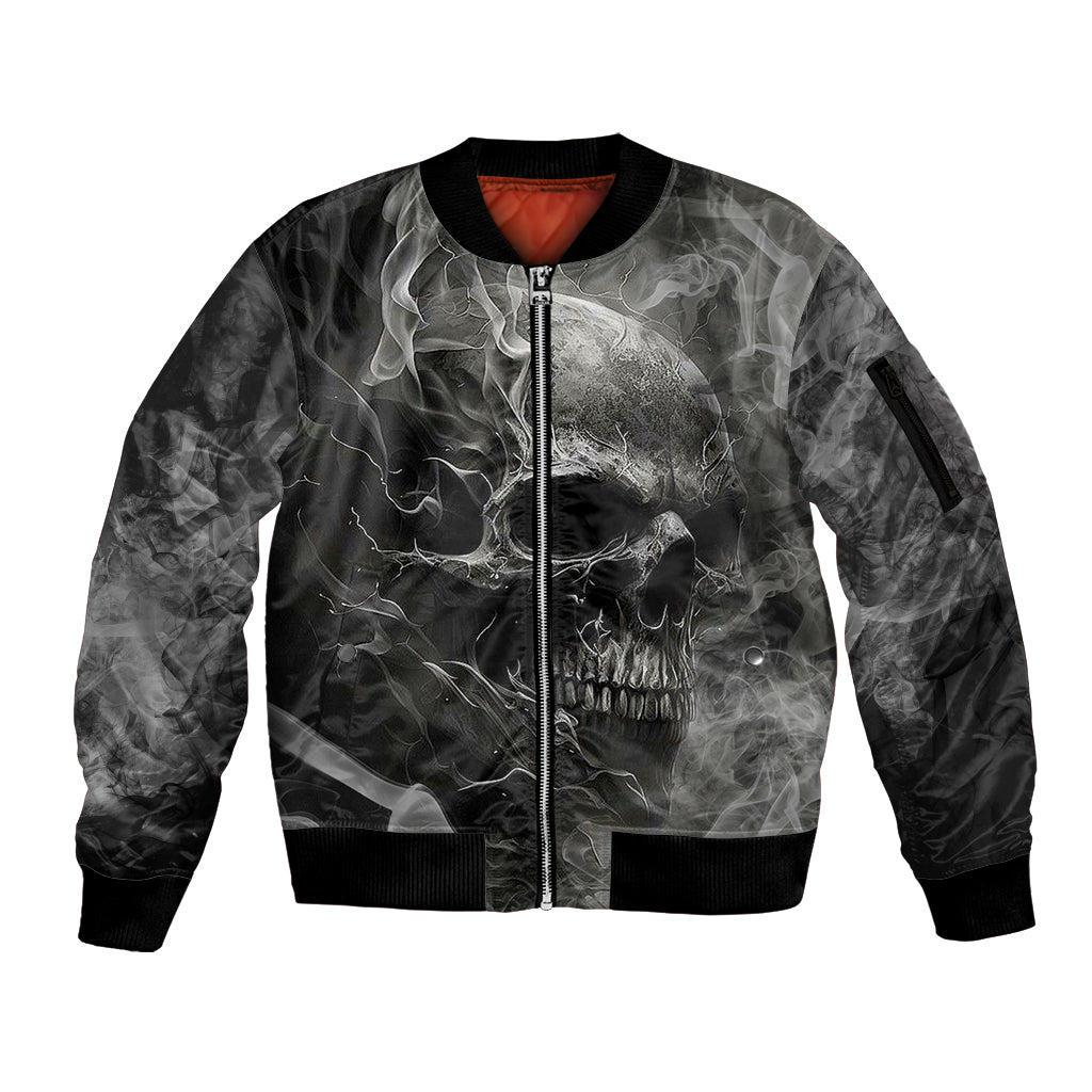 Hello Darkness My Old Friend Skull Sleeve Zip Bomber Jacket - Wonder Print Shop