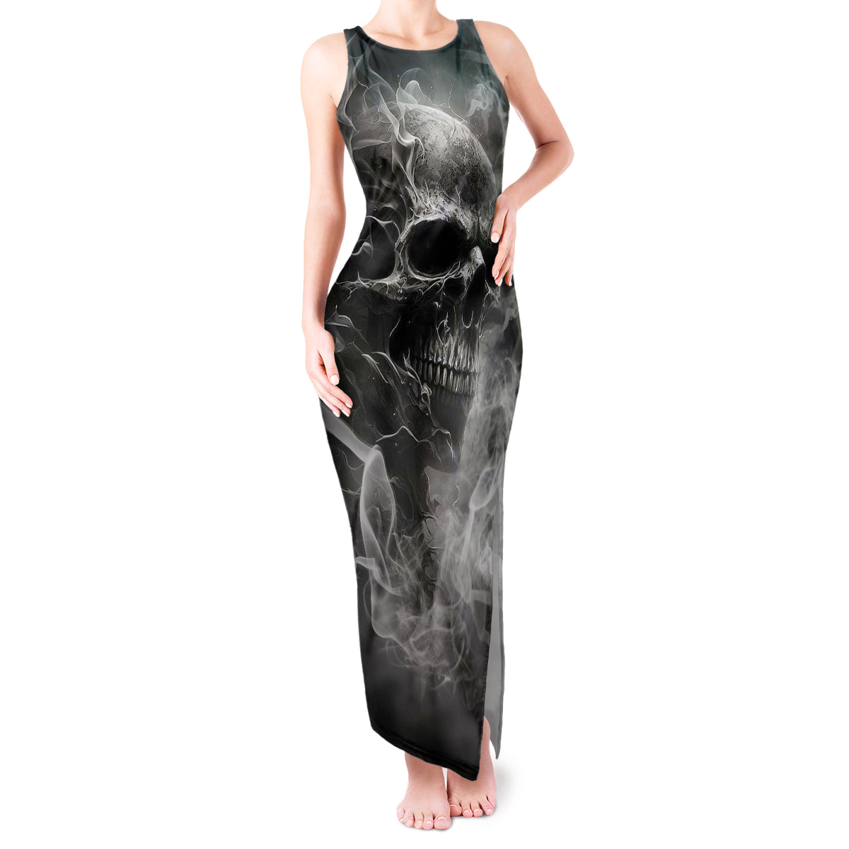 Hello Darkness My Old Friend Skull Tank Maxi Dress - Wonder Print Shop