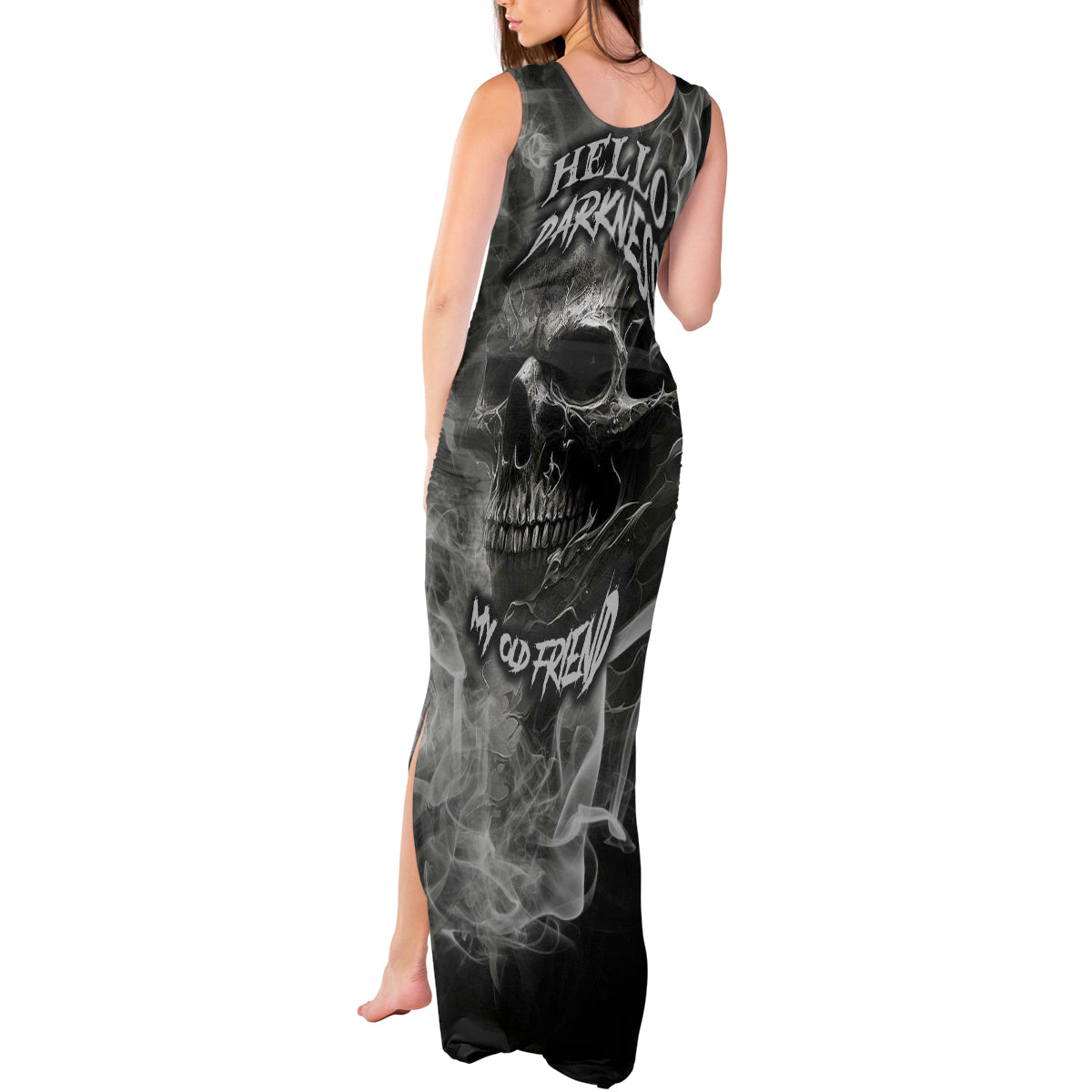 Hello Darkness My Old Friend Skull Tank Maxi Dress - Wonder Print Shop