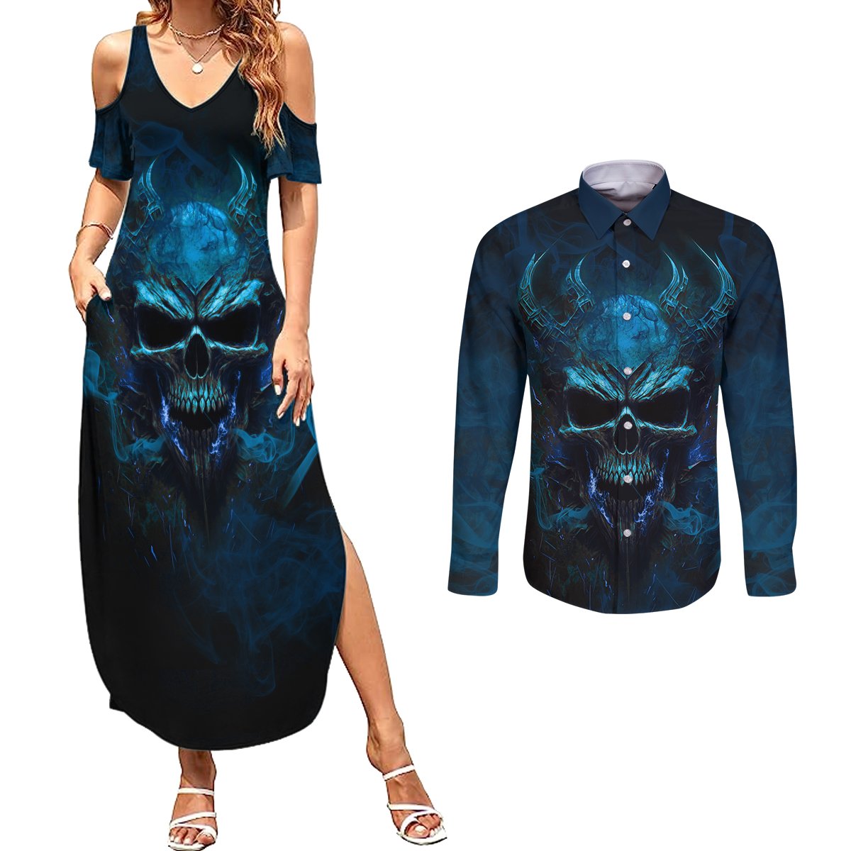 If You Treat Me Like And Option I'll Leave You Like A Choice Couples Matching Summer Maxi Dress and Long Sleeve Button Shirts - Wonder Print Shop