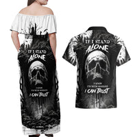 If I Stand Alone I Know I'm With Someone I Can Trust Skull Couples Matching Off Shoulder Maxi Dress and Hawaiian Shirt - Wonder Print Shop