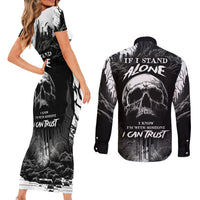 If I Stand Alone I Know I'm With Someone I Can Trust Skull Couples Matching Short Sleeve Bodycon Dress and Long Sleeve Button Shirts - Wonder Print Shop