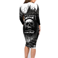 If I Stand Alone I Know I'm With Someone I Can Trust Skull Family Matching Long Sleeve Bodycon Dress and Hawaiian Shirt - Wonder Print Shop