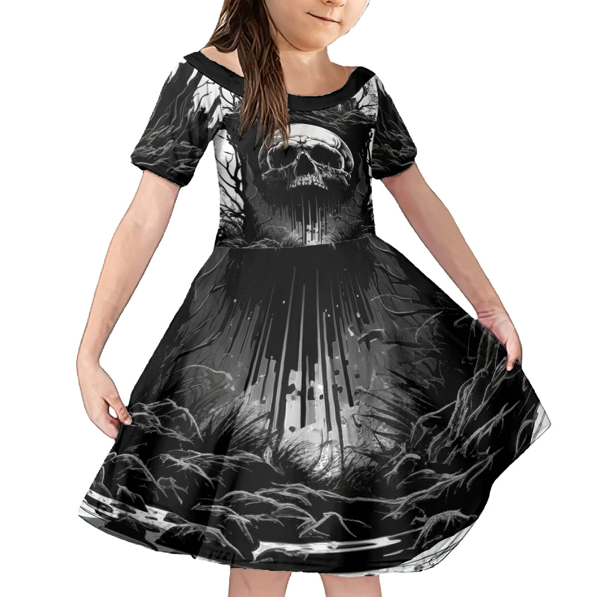 If I Stand Alone I Know I'm With Someone I Can Trust Skull Family Matching Off Shoulder Maxi Dress and Hawaiian Shirt - Wonder Print Shop