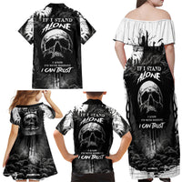 If I Stand Alone I Know I'm With Someone I Can Trust Skull Family Matching Off Shoulder Maxi Dress and Hawaiian Shirt - Wonder Print Shop