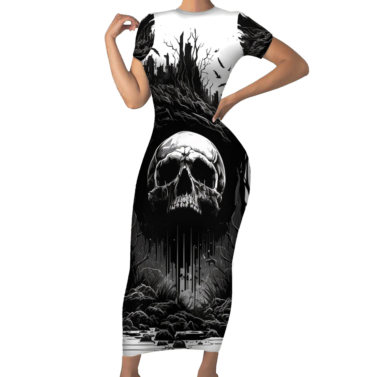 If I Stand Alone I Know I'm With Someone I Can Trust Skull Family Matching Short Sleeve Bodycon Dress and Hawaiian Shirt - Wonder Print Shop