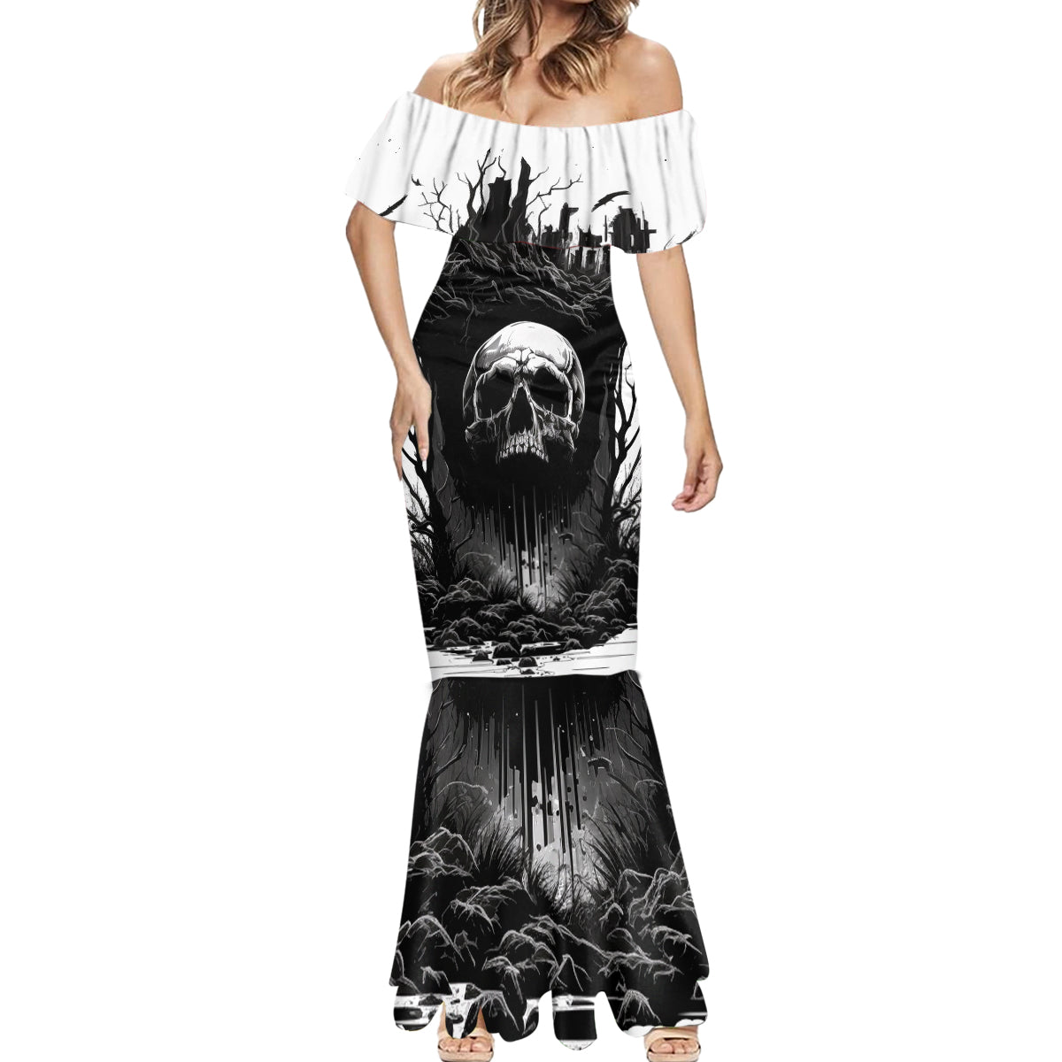 If I Stand Alone I Know I'm With Someone I Can Trust Skull Mermaid Dress - Wonder Print Shop