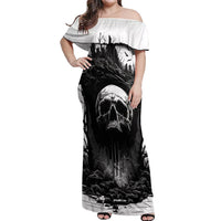 If I Stand Alone I Know I'm With Someone I Can Trust Skull Off Shoulder Maxi Dress - Wonder Print Shop