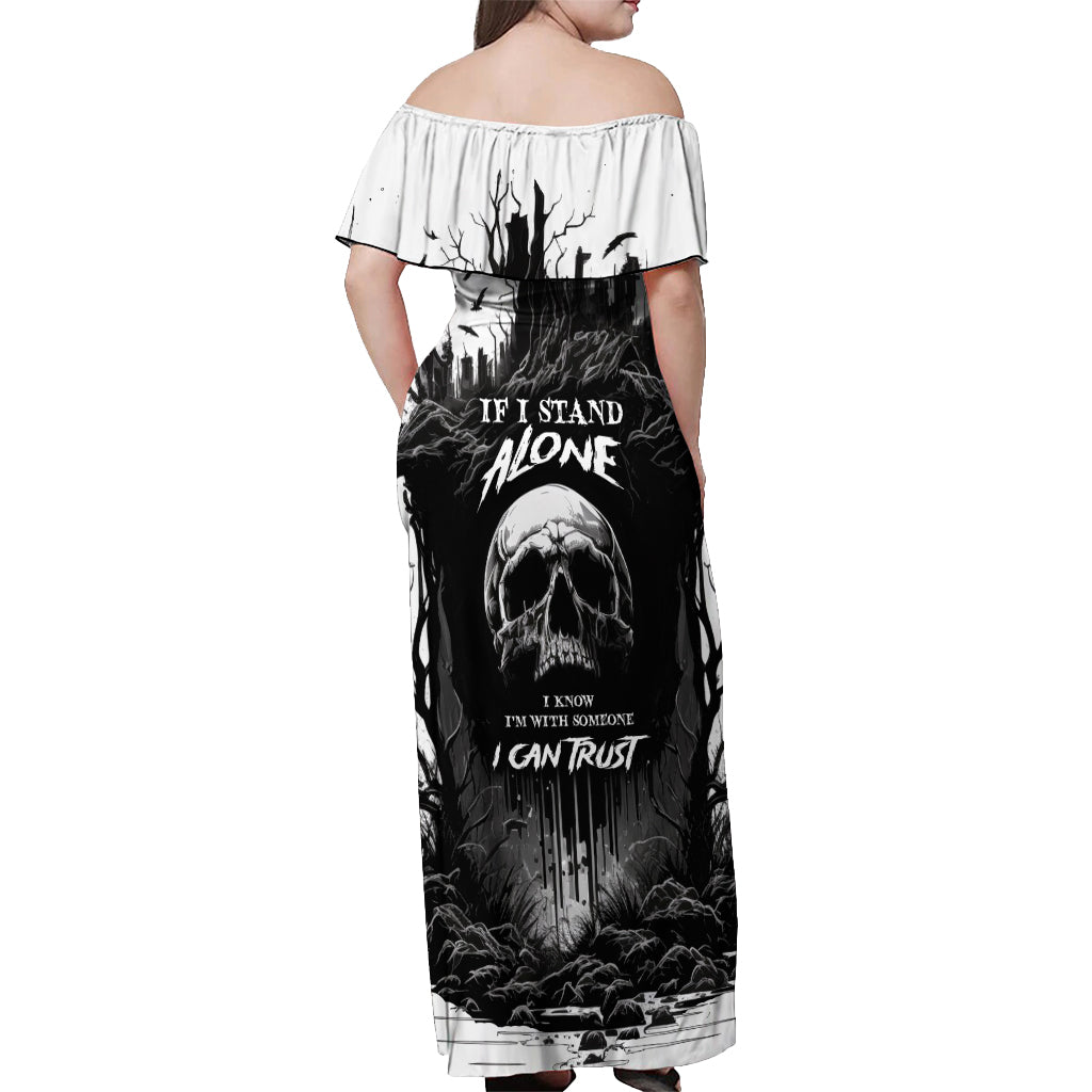 If I Stand Alone I Know I'm With Someone I Can Trust Skull Off Shoulder Maxi Dress - Wonder Print Shop