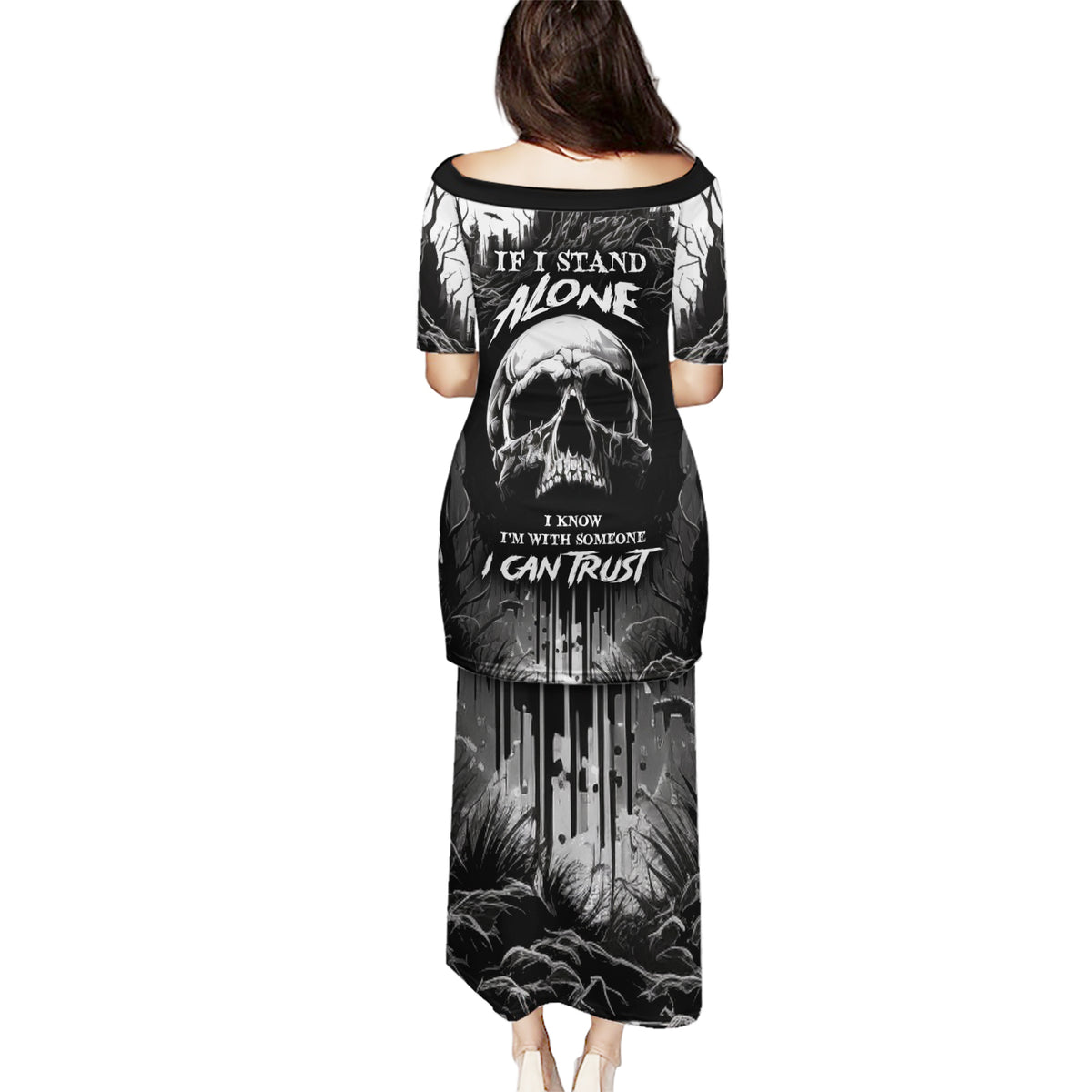 If I Stand Alone I Know I'm With Someone I Can Trust Skull Puletasi - Wonder Print Shop