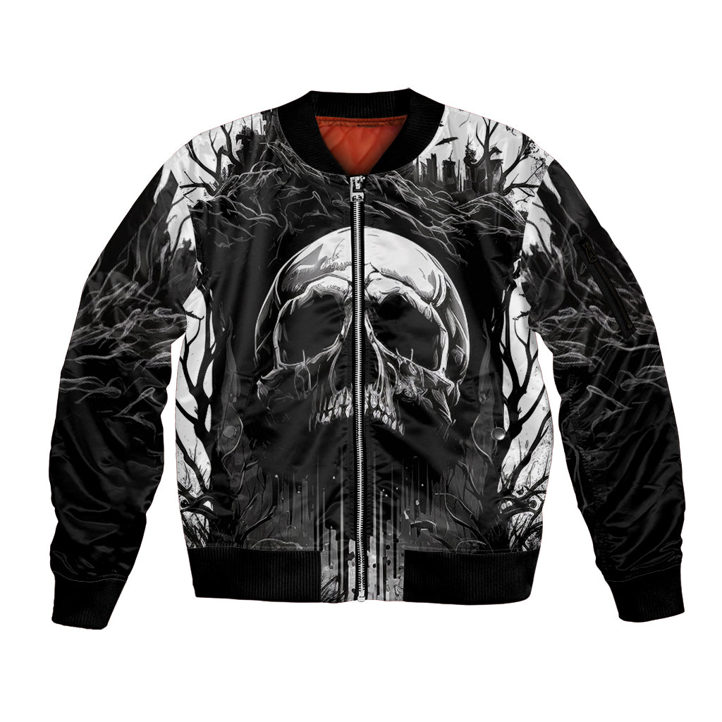 If I Stand Alone I Know I'm With Someone I Can Trust Skull Sleeve Zip Bomber Jacket - Wonder Print Shop