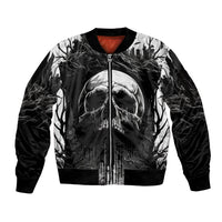 If I Stand Alone I Know I'm With Someone I Can Trust Skull Sleeve Zip Bomber Jacket - Wonder Print Shop