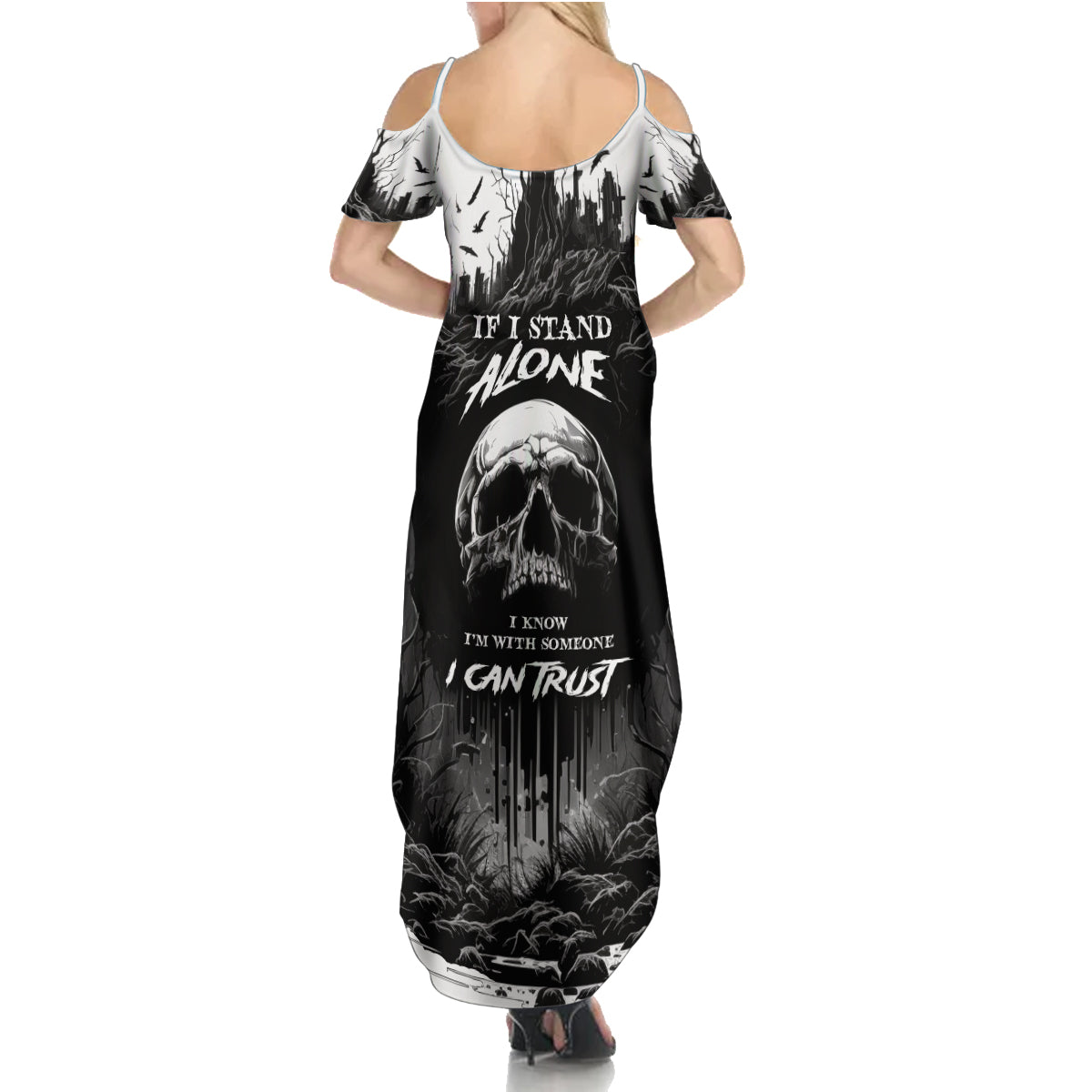 If I Stand Alone I Know I'm With Someone I Can Trust Skull Summer Maxi Dress - Wonder Print Shop