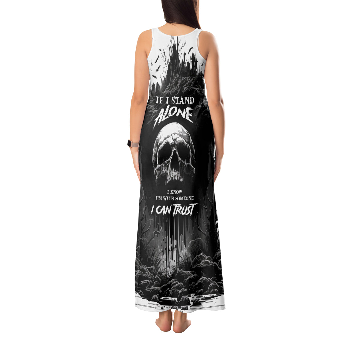 If I Stand Alone I Know I'm With Someone I Can Trust Skull Tank Maxi Dress - Wonder Print Shop