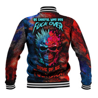 Be Careful Skull Baseball Jacket - Wonder Print Shop