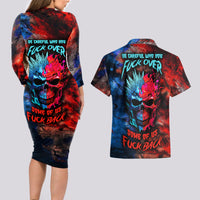 Be Careful Skull Couples Matching Long Sleeve Bodycon Dress and Hawaiian Shirt - Wonder Print Shop