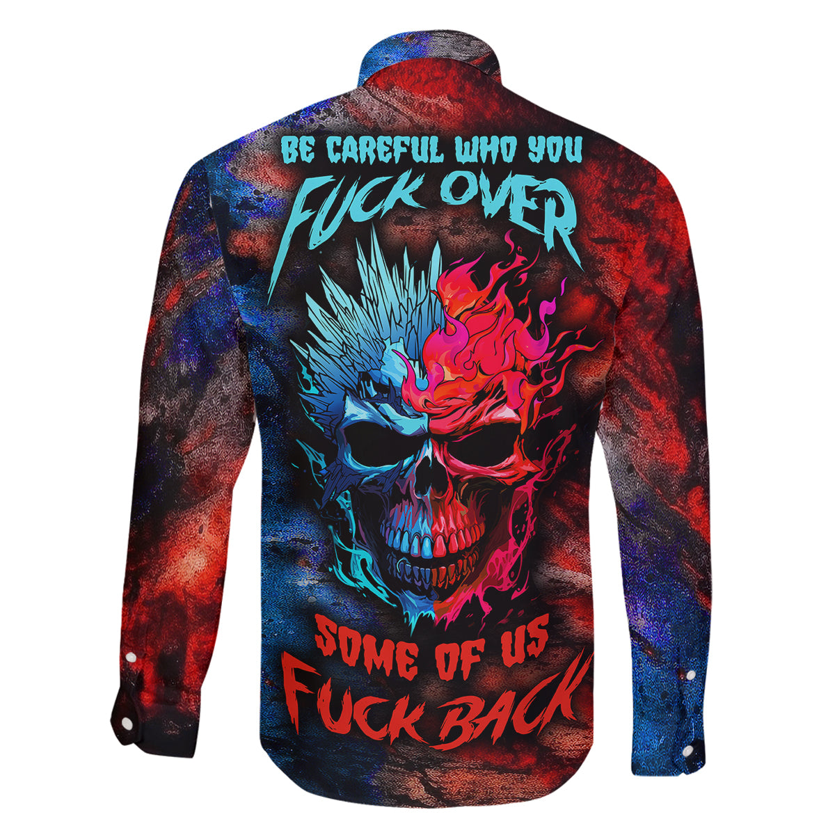 Be Careful Skull Family Matching Long Sleeve Bodycon Dress and Hawaiian Shirt - Wonder Print Shop