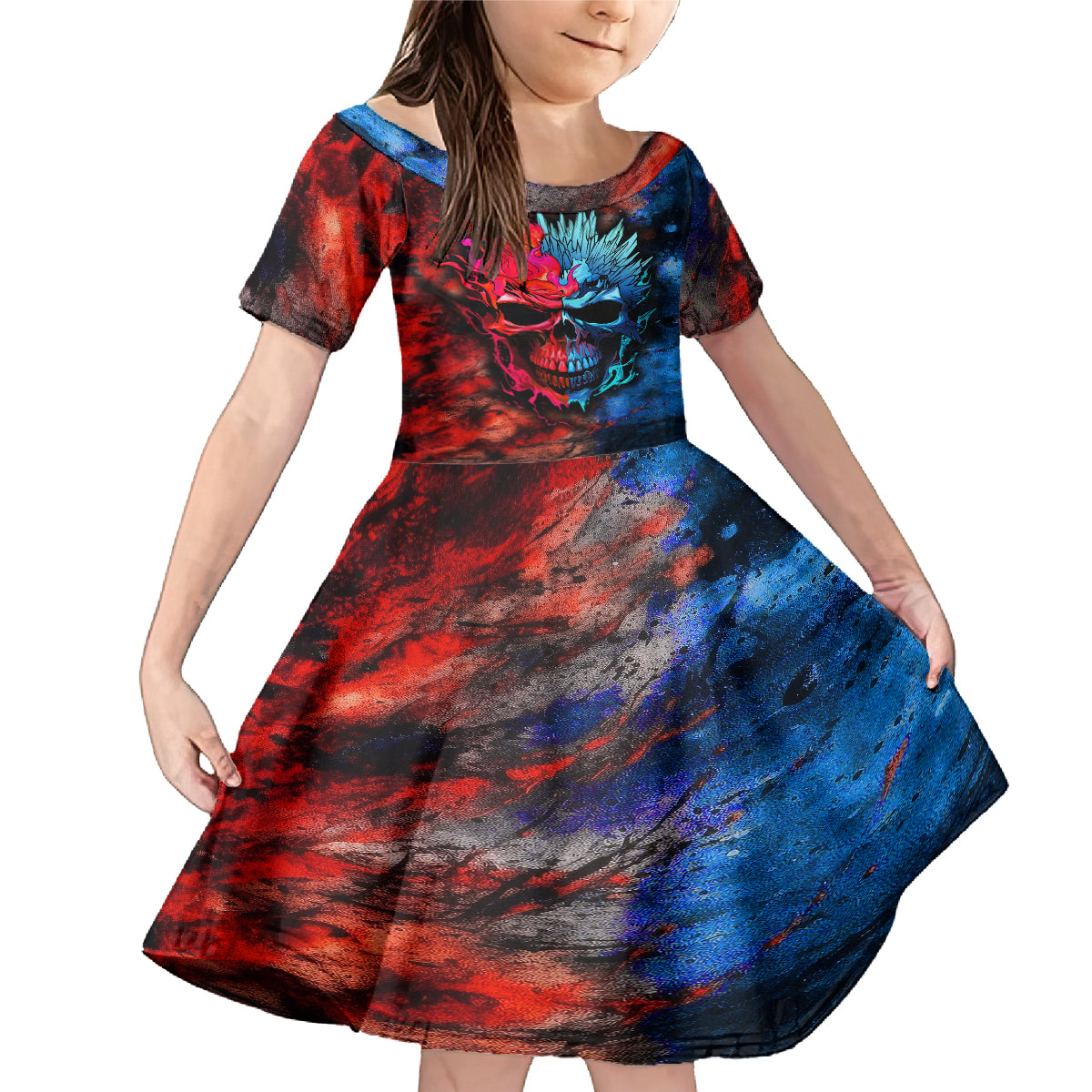 Be Careful Skull Family Matching Mermaid Dress and Hawaiian Shirt - Wonder Print Shop