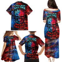 Be Careful Skull Family Matching Puletasi Dress and Hawaiian Shirt - Wonder Print Shop