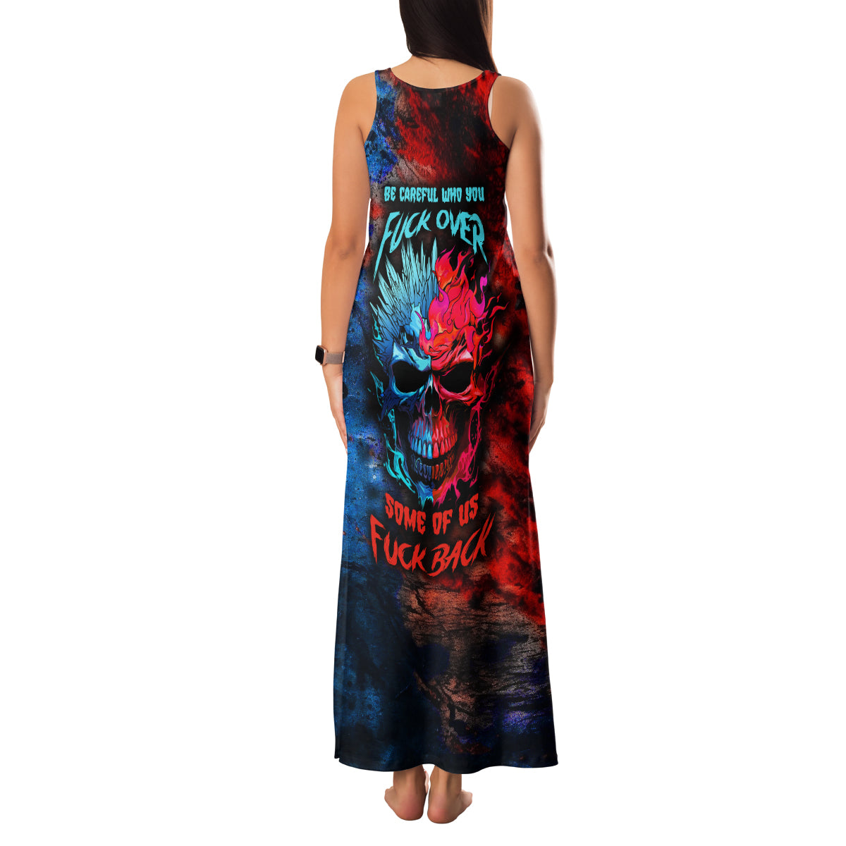 Be Careful Skull Family Matching Tank Maxi Dress and Hawaiian Shirt - Wonder Print Shop