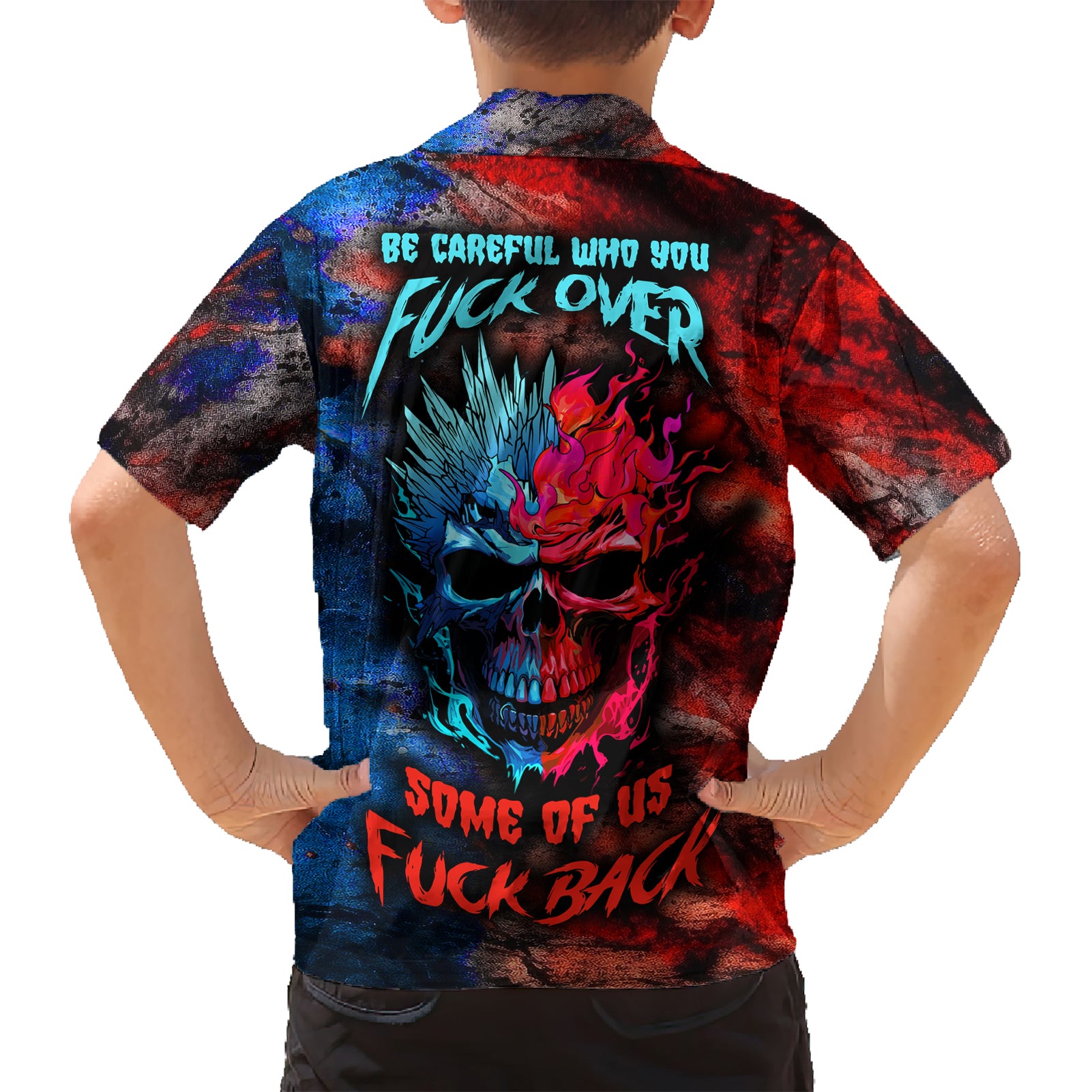 Be Careful Skull Kid Hawaiian Shirt - Wonder Print Shop